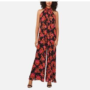 Vince Camuto Black with Pink and Red Floral Print Jumpsuit S
